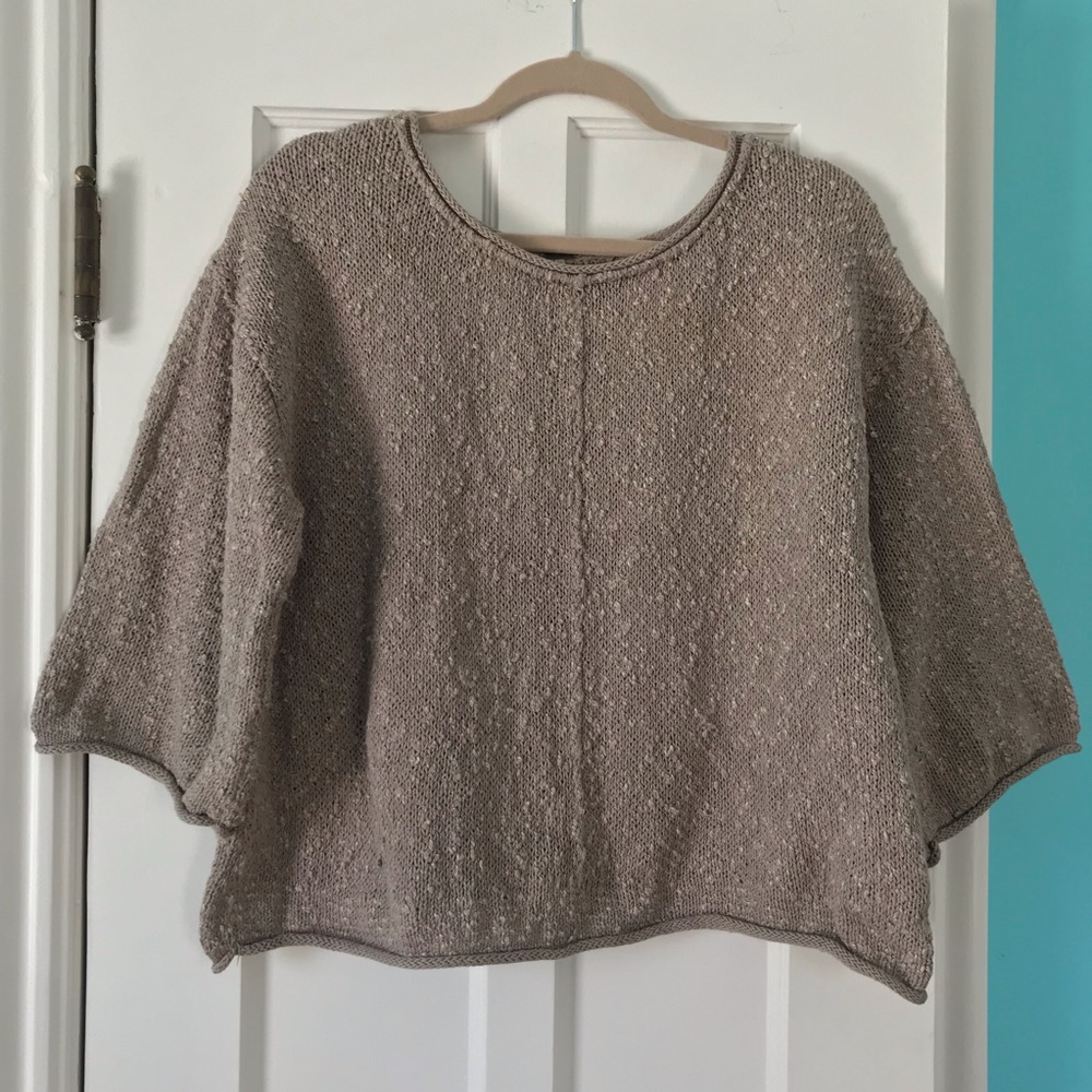 Free People Chunky Brown Cropped Sweater - M